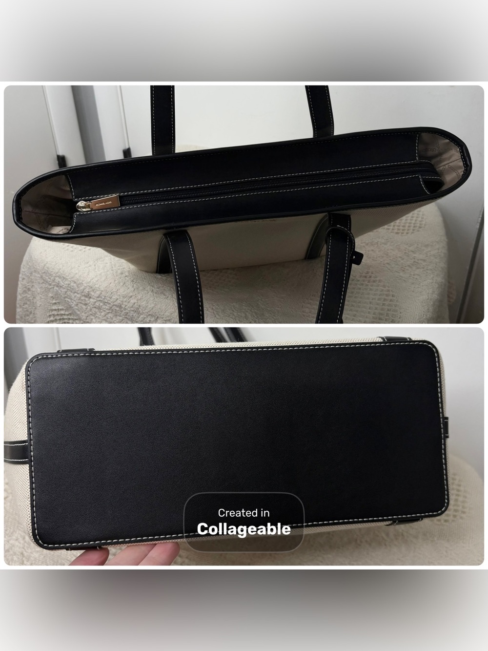 New Michael Kors Jet Set Travel Tote Black Natural - Picture 6 of 8
